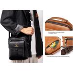Hjkiopc Schoudertas heren schoudertas crossbody mobiele telefoon tas messenger bag herentas shulder bag lederen borstzak, B-Zwart, Retro
