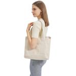 Middelgrote handtas voor dames, canvas, tas, schoudertas, shopper voor boeken, dagelijks gebruik, werk, beige, M(33cmx30cmx16cm)