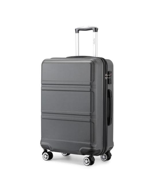 Kono Reiskoffer, trolley met harde schaal, handbagage, dubbele wielen, lichtgewicht, ABS-kunststof, met cijferslot, 55 cm, grijs