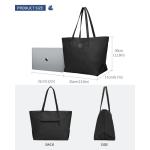 voor vrouwen, 19,3 inch waterbestendig, grote capaciteit schoudertassen met ritssluiting en zakken, casual boodschappentas voor schoolleraar en laptop, Zwart, Large