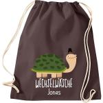 ShirtInStyle Kindergymtas, grappige dieren schildpad, verwisselbaar ondergoed met tekst naar wens, kinderen, dierentuin kinderdag familie, gymtas
