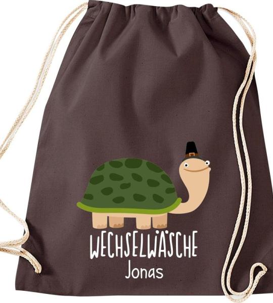 ShirtInStyle Kindergymtas, grappige dieren schildpad, verwisselbaar ondergoed met tekst naar wens, kinderen, dierentuin kinderdag familie, gymtas