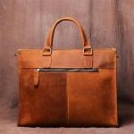 AMZOPDGS Vintage Man Handtas Aktetas Mannen Schouder Echt Lederen Tassen Bruin Zakelijke 14 Inch Laptoptas (Kleur: A, Maat: One Size) (A One Size)