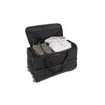 Travelite Basics Rolkoffer met 2 wielen, maat S met stretchplooi, zachte reistas met wielen met extra veel volume, zwart/blauw, 70 cm