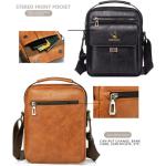 Hjkiopc Schoudertas heren schoudertas crossbody mobiele telefoon tas messenger bag herentas shulder bag lederen borstzak, B-Zwart, Retro