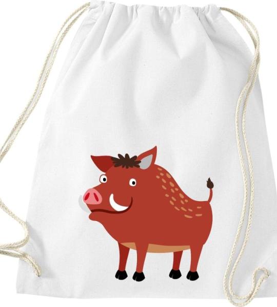 ShirtInStyle Turnbeutel, Wildschwein, Kinder, Stoffbeutel, Kinderrucksack, Jute, Gymsack,