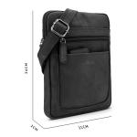 LEABAGS Leren schoudertas voor dames en heren, messenger bag met schouderriem, werktas, draagtas, handtas, echt lederen tas, natuur zwart, Boheems, gedeconstrueerd, minimalistisch,