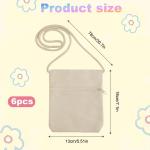 6 stuks stoffen tassen om te schilderen - Linnen portemonnee met ritssluiting 18x13 cm - Stoffen tas om te schilderen voor kinderverjaardag schoolgeschenk (Beige)