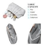 Clutch voor dames, handtas van geplooid satijn met kettingriem voor feestjes, eindejaarsbal, elegante clutch, kant zilver