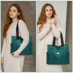 grote schoudertas voor dames, voor dames van lichtgewicht nylon, waterdichte Oxford-stof, damesshopper met meerdere zakken, geschikt voor winkelen, reizen, werk, kantoor (groen)