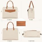 Handtas voor dames, schoudertas, 2-in-1 shopper voor dames, 15,6 inch, groot, PU-leer, laptoptas, waterdicht, werktas voor business, kantoor, school, beige met bruin, Utility