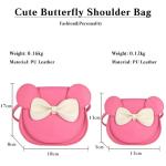 Crossbody Tas met Boog Knoop Klein Meisje Handtas Schoudertas Mini Flap Tas PU Lederen Messenger Bag Kleine Portemonnee Satchel, rozerood, Small