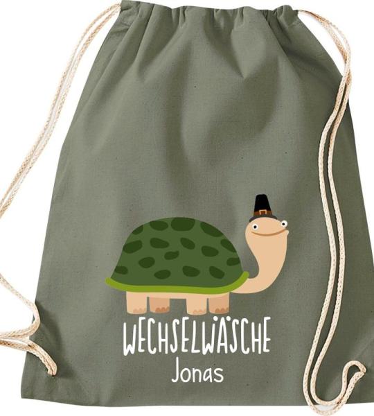 ShirtInStyle Kindergymtas, grappige dieren schildpad, verwisselbaar ondergoed met tekst naar wens, kinderen, dierentuin kinderdag familie, gymtas