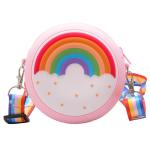 UnoSheng Schulterriemen Für Taschen Kurz Kinder-Umhängetasche, rund, Regenbogen-Druck, Mädchen, verstellbar, mehrfarbig, Umhängetasche für die Schule Objektiv Taschen 50 Mm