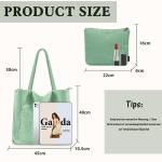 Tote Bag Dames Corduroy shopper tas dames grote schoudertas handtas dames met cosmeticatas voor winkelen, werken, reizen en school, lichtgroen