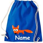 Shirtinstyle Gymtas, dierenvos met wensnaam, kinderen, stoffen tas, kinderrugzak, jute, gymtas,