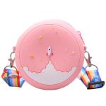 UnoSheng Schulterriemen Für Taschen Kurz Kinder-Umhängetasche, rund, Regenbogen-Druck, Mädchen, verstellbar, mehrfarbig, Umhängetasche für die Schule Objektiv Taschen 50 Mm