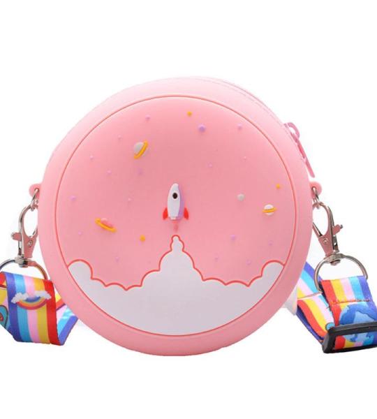 UnoSheng Schulterriemen Für Taschen Kurz Kinder-Umhängetasche, rund, Regenbogen-Druck, Mädchen, verstellbar, mehrfarbig, Umhängetasche für die Schule Objektiv Taschen 50 Mm