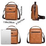 Hjkiopc Schoudertas heren schoudertas crossbody mobiele telefoon tas messenger bag heren tas shulder bag lederen borstzak, C-lichtbruin, Retro