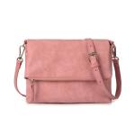 Schoudertas voor dames, schoudertas met ritssluiting, crossbody tas, leren handtas, klein, dagrugzak, koraalrood, Minimalistisch