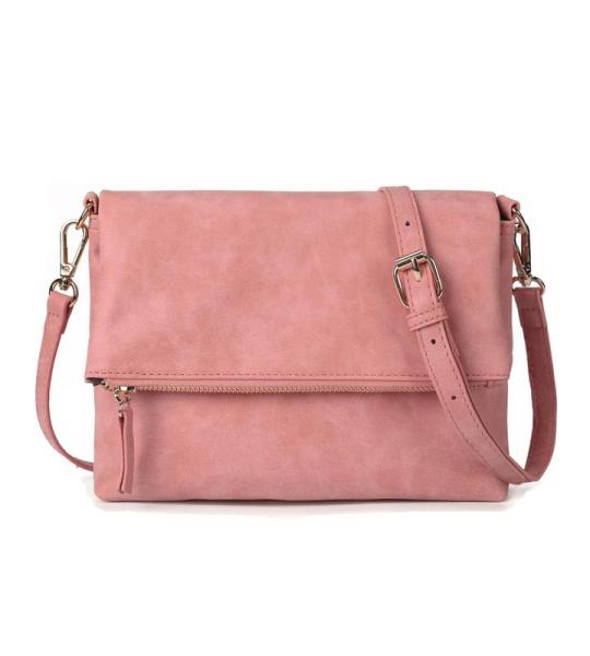 Schoudertas voor dames, schoudertas met ritssluiting, crossbody tas, leren handtas, klein, dagrugzak, koraalrood, Minimalistisch