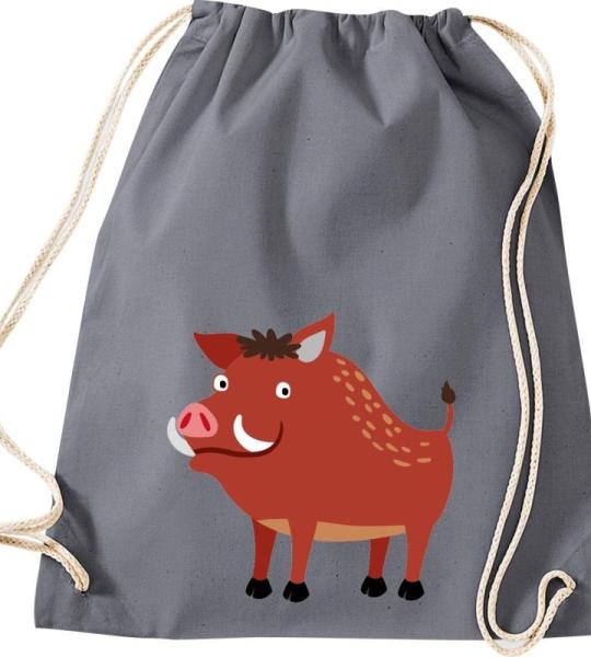 ShirtInStyle Turnbeutel, Wildschwein, Kinder, Stoffbeutel, Kinderrucksack, Jute, Gymsack,