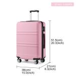 Kono Reiskoffer, trolley met harde schaal, handbagage, dubbele wielen, lichtgewicht, ABS-kunststof, met cijferslot, 55 cm, roze