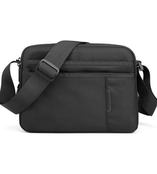 CHDWEY Umhängetaschen für Herren wasserdichte Nylon Umhängetasche for Männer Casual Small Business Messenger Bag Tragbare Multi-Tasche Reise Vielseitige Tasche Sack(Black)