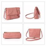 Schoudertas voor dames, schoudertas met ritssluiting, crossbody tas, leren handtas, klein, dagrugzak, koraalrood, Minimalistisch