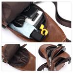 DONGKER Sling Crossbody Bag voor heren, PU-leer, borsttas, schoudertas, reistas met USB-aansluiting voor casual, outdoor, wandelen, reizen