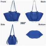 Handtas Tote Bag kunstleer grote capaciteit shopper tas schoudertas grote hengseltas shopping bag met twee meerval haren draagtas voor winkelen zwart, A2-blauw, 56