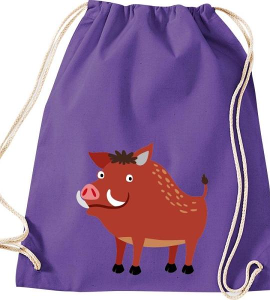 ShirtInStyle Turnbeutel, Wildschwein, Kinder, Stoffbeutel, Kinderrucksack, Jute, Gymsack,