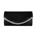 Clutch Bags voor Vrouwen Sprankelende Strass Diamante Satijn Avondtas Afneembare Ketting Riem Handtas Bruiloft Engagement Cocktail Party Banket Datum Prom Formele Jurk Dames, Zwart