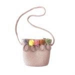 FJZFXKZL Strandtas, stro, handgemaakte zomer, kinderen, meisjes, schoudertas, bloemen, strotas, messengertas, kinderen, sleutel, muntzuip, mini handtas