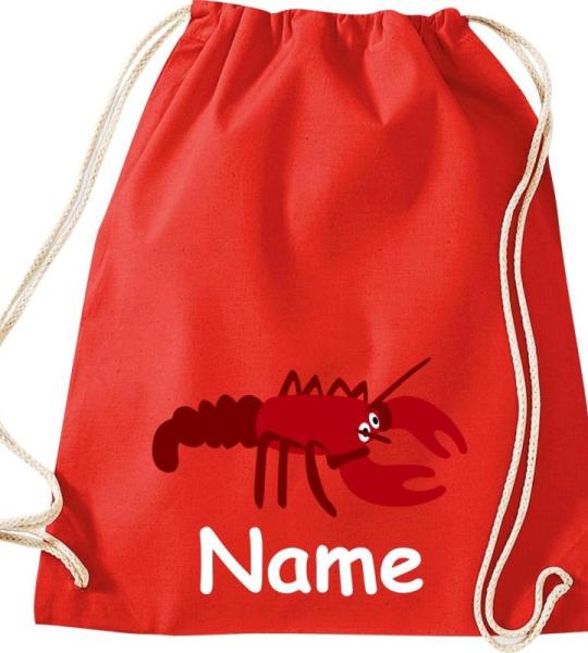 ShirtInStyle Turnbeutel, Tiere Hummer mit Wunschnamen, Kinder, Stoffbeutel, Kinderrucksack, Jute, Gymsack,