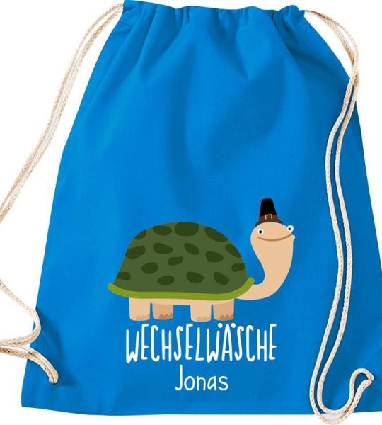 ShirtInStyle Kindergymtas, grappige dieren schildpad, verwisselbaar ondergoed met tekst naar wens, kinderen, dierentuin kinderdag familie, gymtas