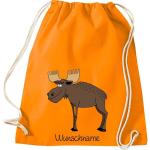 ShirtInStyle Kinder Turnbeutel, lustige Tiere Elch Hirsch mit Wunschnamen, Kinder, Tiere Zoo Kindertag Beutel
