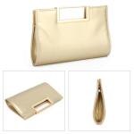 EVEOUT Clutch voor dames, PU-leer, avondhandtas met schouders, Chian partyhandtas, stijlvolle schoudertas voor party diner, goud