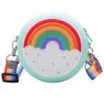 UnoSheng Schulterriemen Für Taschen Kurz Kinder-Umhängetasche, rund, Regenbogen-Druck, Mädchen, verstellbar, mehrfarbig, Umhängetasche für die Schule Objektiv Taschen 50 Mm