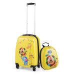 DREAMADE 2-delige kinderkoffer & rugzak, kinderkofferset, kindertrolley, handbagage, reisbagage, harde koffer voor kinderen, leeuw, kinderkoffer set