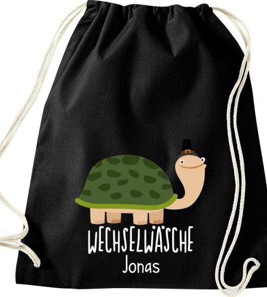 ShirtInStyle Kindergymtas, grappige dieren schildpad, verwisselbaar ondergoed met tekst naar wens, kinderen, dierentuin kinderdag familie, gymtas