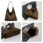Generisch Suède schoudertas voor dames, retro lederen schoudertas, effen, trendy werktas met haspensluiting, vintage draagtas
