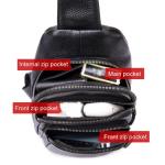 BONOOL Heren Sling Bag Casual Mannen Borstzakken Lederen Schoudertas voor Mannen Reis Borst Pack Zijzakken, D