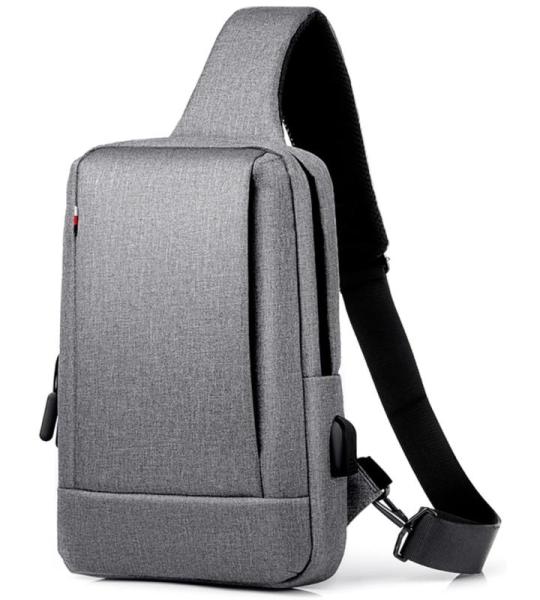 Schoudertas, borsttas, lichte sling bag, crossbody schoudertas, outdoor, waterdicht, casual, voor heren, wandelen, fietsen, grijs