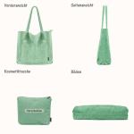 Tote Bag Dames Corduroy shopper tas dames grote schoudertas handtas dames met cosmeticatas voor winkelen, werken, reizen en school, lichtgroen