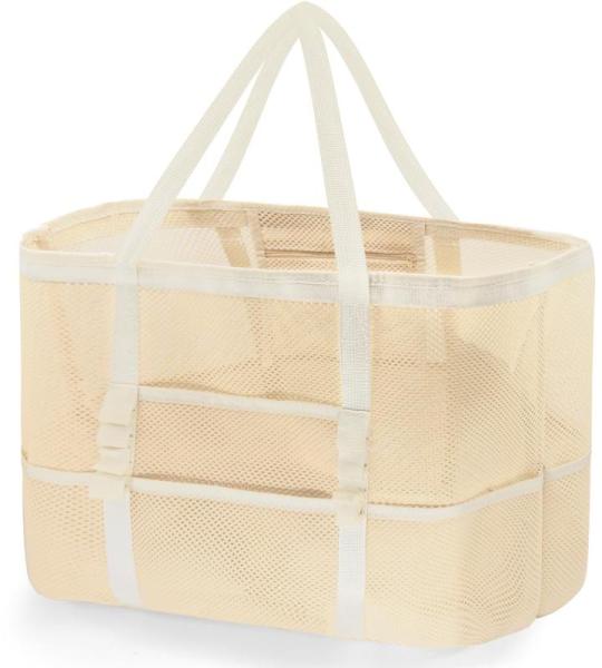 Grote strandtas van mesh voor dames, draagbaar, XXL familie, strandtas voor dames, opvouwbaar en herbruikbaar, grote nettas voor het strand, voor zand, zwemmen, reizen, winkelen, B