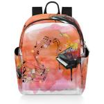 TropicalLife Rucksack mit Blumenmusiknoten, Klavier-Rucksack für Damen, Kinder, Mädchen, niedlicher kleiner Rucksack, lässige Schultertasche, Tagesrucksack für Schule, Reisen, 