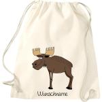 ShirtInStyle Kinder Turnbeutel, lustige Tiere Elch Hirsch mit Wunschnamen, Kinder, Tiere Zoo Kindertag Beutel