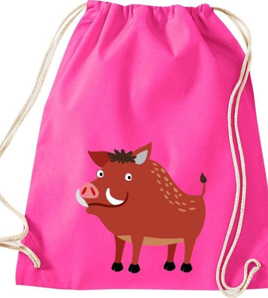ShirtInStyle Turnbeutel, Wildschwein, Kinder, Stoffbeutel, Kinderrucksack, Jute, Gymsack,