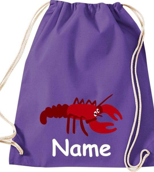 ShirtInStyle Turnbeutel, Tiere Hummer mit Wunschnamen, Kinder, Stoffbeutel, Kinderrucksack, Jute, Gymsack,
